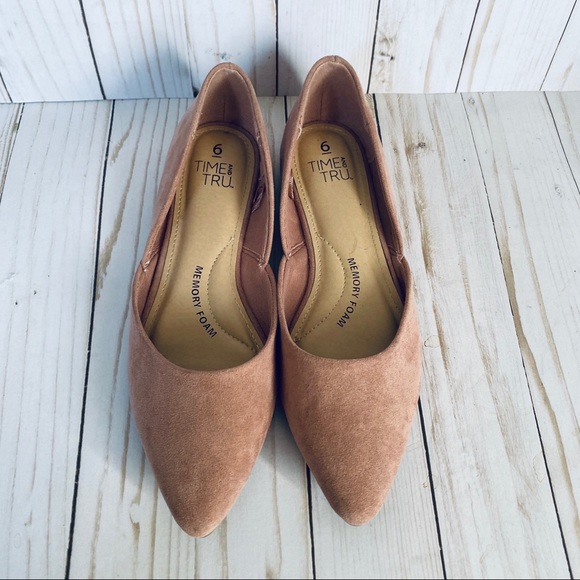 Blush pink faux suede fabric flats pointed toe 6 - Picture 4 of 8